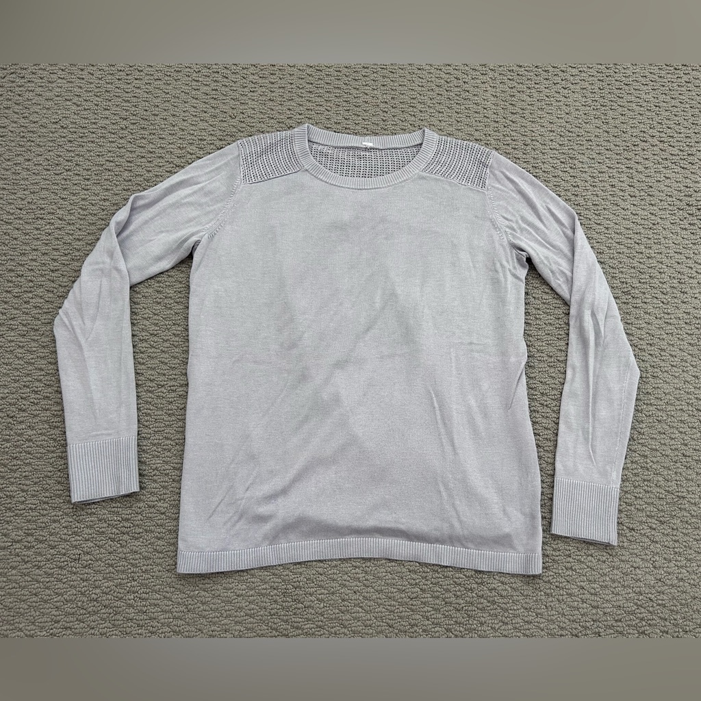 Lululemon Back To Balance Long Sleeve Sweater Iced Iris Cashmere Blend Open Back